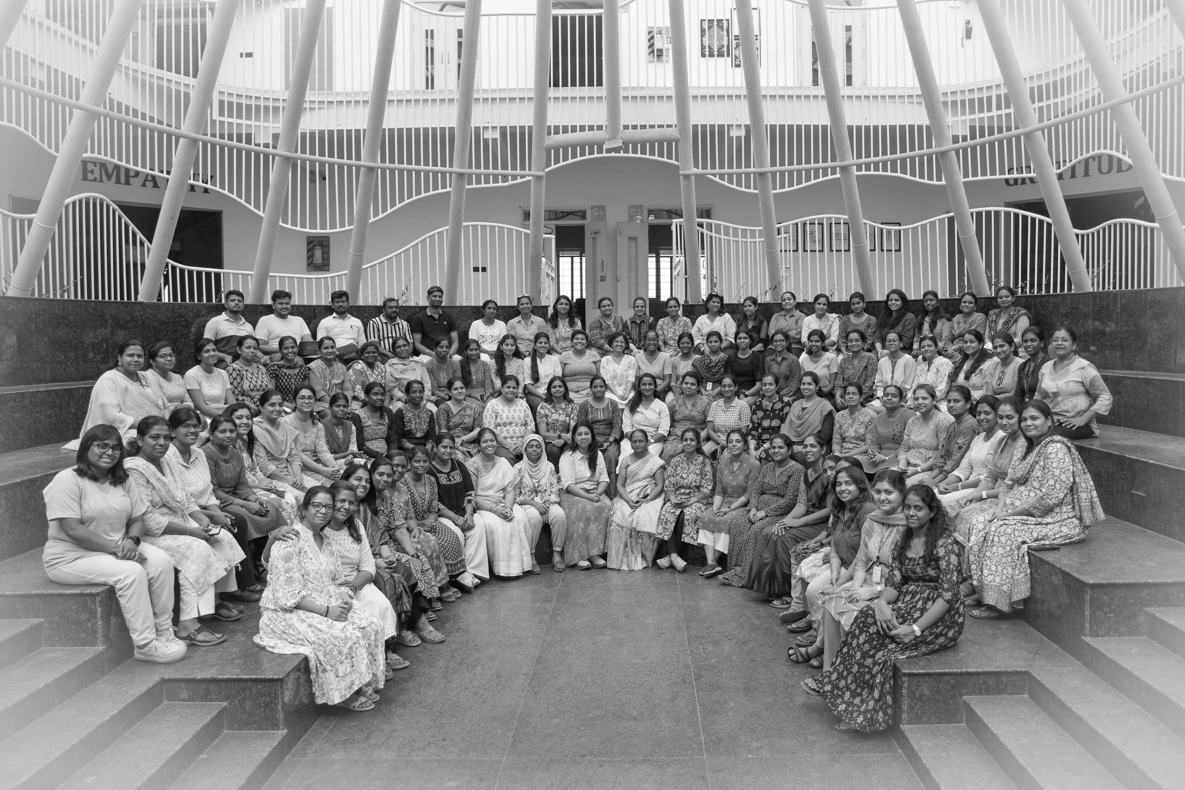 Students in circular seating